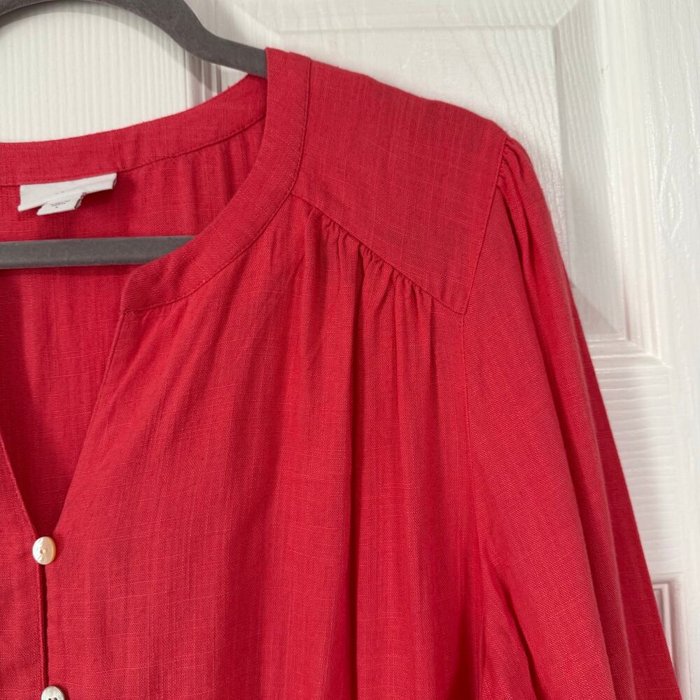 J.Jill Women's Coral Linen Blend Button Front Dress Size Large - Picture 8 of 14